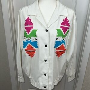 Joyce Vintage Sport Jacket Aztec Neon Studded Festival Retro Western Boxy Coat